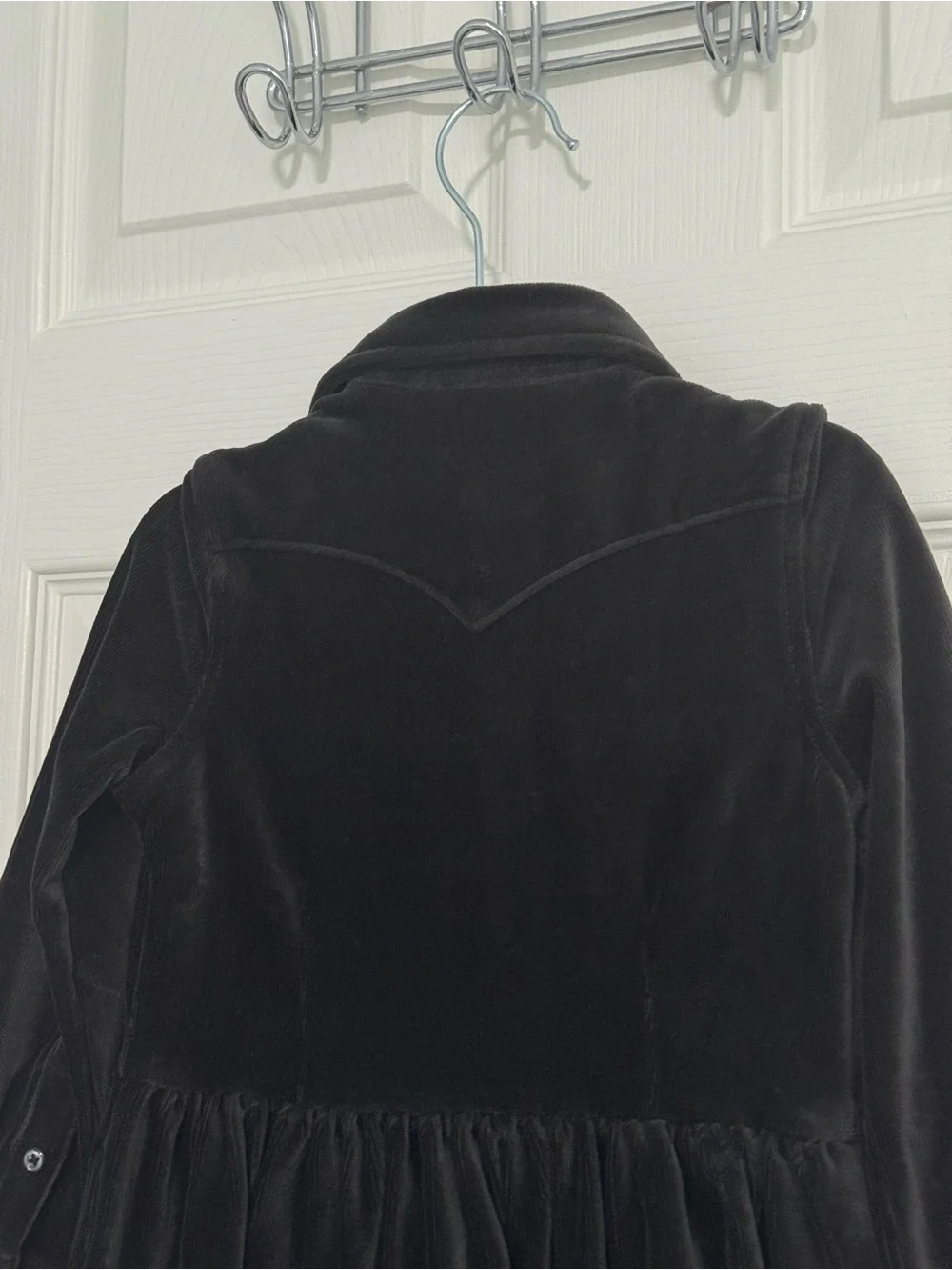 Polo by Ralph Lauren Black Velvet Button-Front Dress